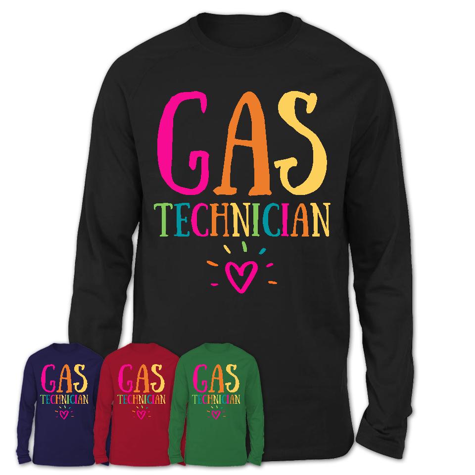 Gas Technician Rainbow Lettering Heart Shirt, Employee Appreciation Gifts