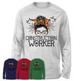 Halloween Construction Worker Shirt, Messy Bun Girl Shirt, Funny Coworker Gift in Halloween, Scary Costume Team Shirt