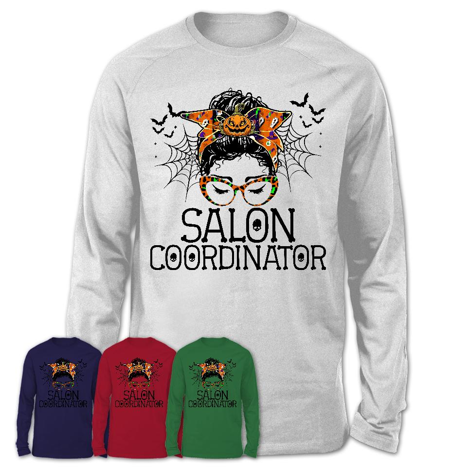 Halloween Salon Coordinator Shirt, Messy Bun Girl Shirt, Funny Coworker Gift in Halloween, Scary Costume Team Shirt
