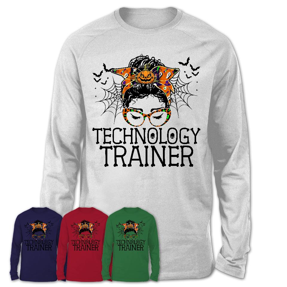 Halloween Technology Trainer Shirt, Messy Bun Girl Shirt, Funny Coworker Gift in Halloween, Scary Costume Team Shirt