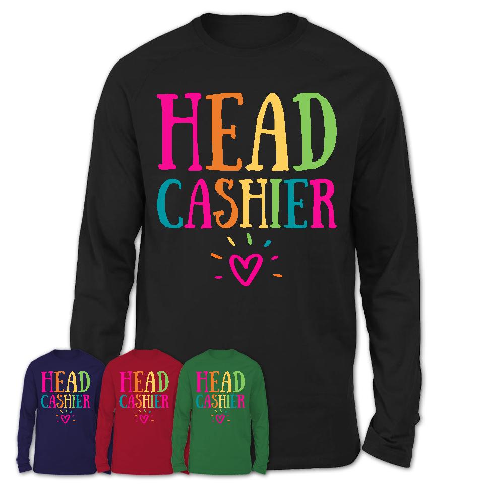 Head Cashier Rainbow Lettering Heart Shirt, Employee Appreciation Gifts