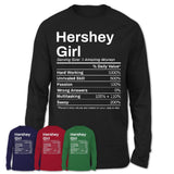 Hershey Girl Pennsylvania Nutrition Facts Proud Vintage Sport Born Living City Home Roots USA Gift Women T-Shirt