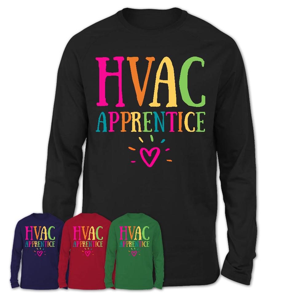 Hvac Apprentice Rainbow Lettering Heart Shirt, Employee Appreciation Gifts