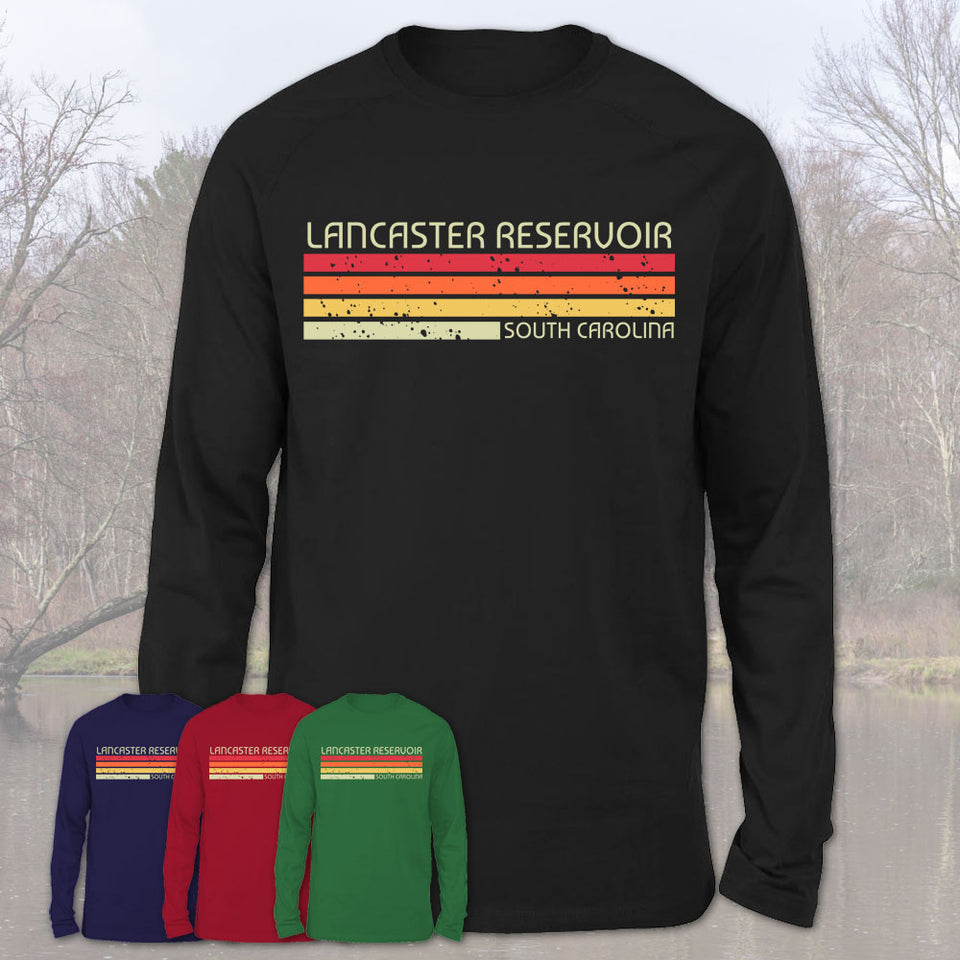 Lancaster Reservoir South Carolina Funny Fishing Camping Summer Retro Gift T-Shirt