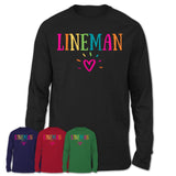Lineman Rainbow Lettering Heart Shirt, Employee Appreciation Gifts