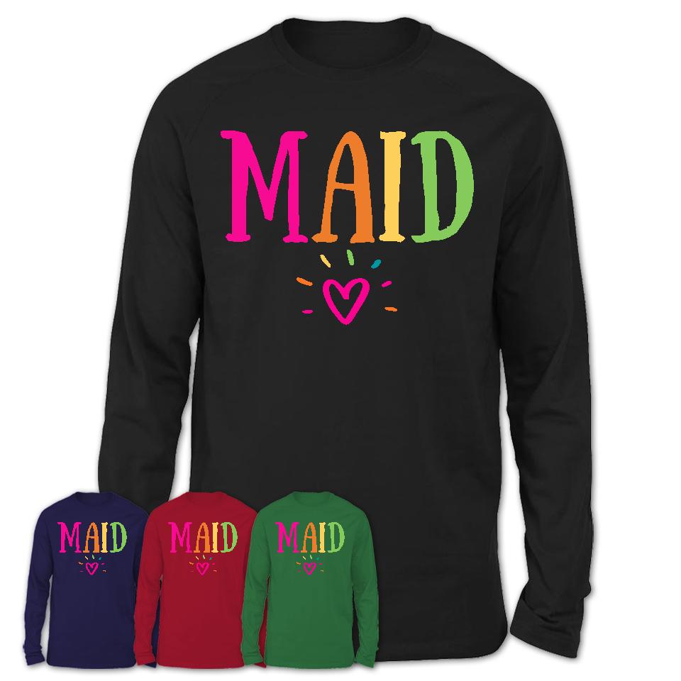 Maid Rainbow Lettering Heart Shirt, Employee Appreciation Gifts