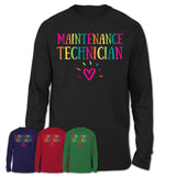 Maintenance Technician Rainbow Lettering Heart Shirt, Employee Appreciation Gifts