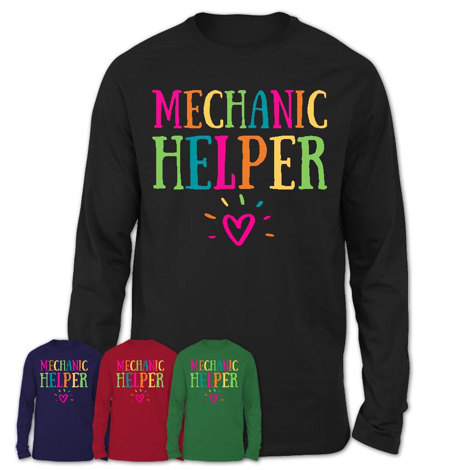 Mechanic Helper Rainbow Lettering Heart Shirt, Employee Appreciation Gifts