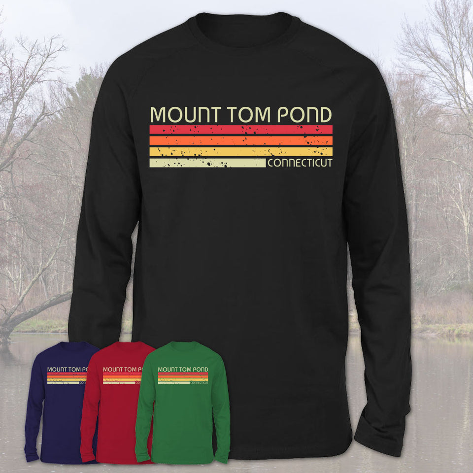 Mount Tom Pond Connecticut Funny Fishing Camping Summer Retro Gift T-Shirt
