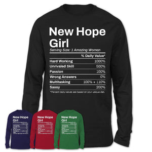 New Hope Girl Minnesota Nutrition Facts Proud Vintage Sport Born Living City Home Roots USA Gift Women T-Shirt