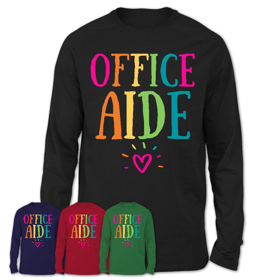Office Aide Rainbow Lettering Heart Shirt, Employee Appreciation Gifts