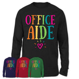 Office Aide Rainbow Lettering Heart Shirt, Employee Appreciation Gifts