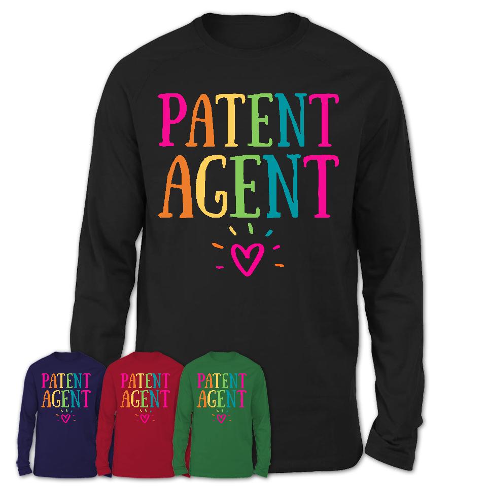 Patent Agent Rainbow Lettering Heart Shirt, Employee Appreciation Gifts