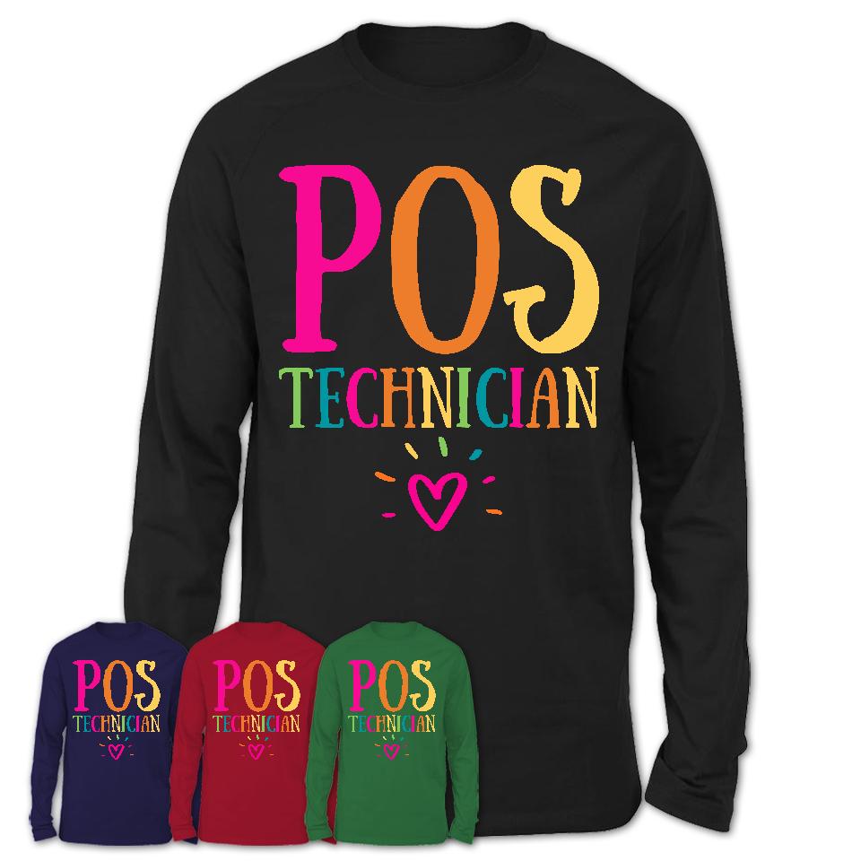 Pos Technician Rainbow Lettering Heart Shirt, Employee Appreciation Gifts