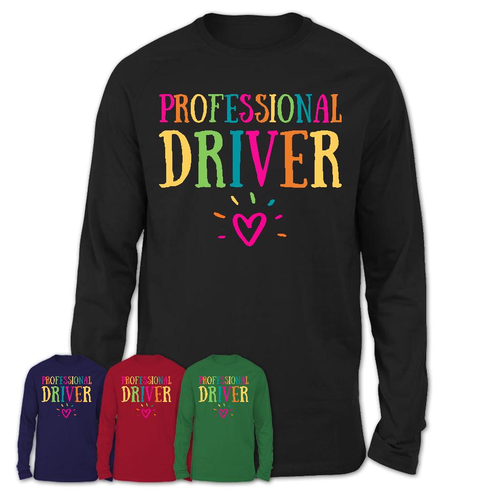 Professional Driver Rainbow Lettering Heart Shirt, Employee Appreciation Gifts