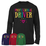 Professional Driver Rainbow Lettering Heart Shirt, Employee Appreciation Gifts
