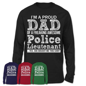Proud Dad of A Freaking Awesome Daughter Police Lieutenant Shirt, Father Day Gift from Daughter, Funny Shirt For Dad