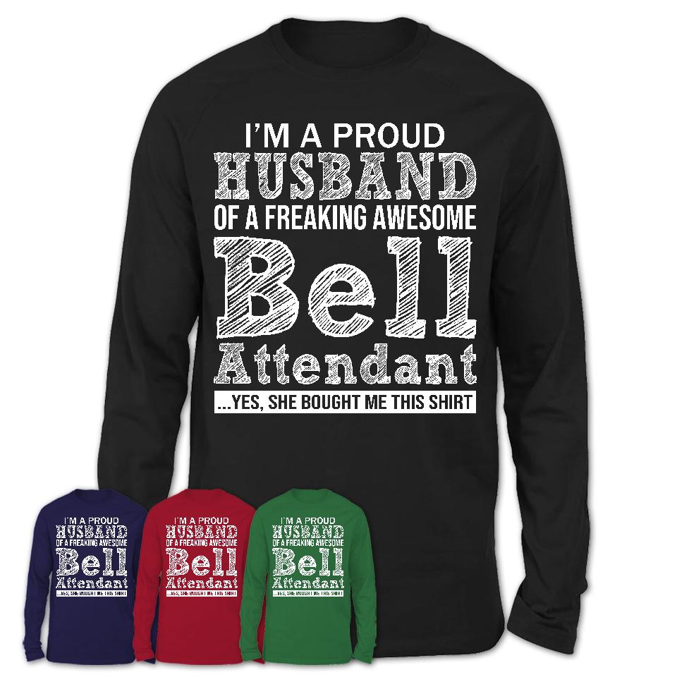 Proud Husband of A Freaking Awesome Bell Attendant Wife Shirt, Husband Valentine Gift, Anniversary Couple Shirt