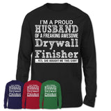 Proud Husband of A Freaking Awesome Drywall Finisher Wife Shirt, Husband Valentine Gift, Anniversary Couple Shirt