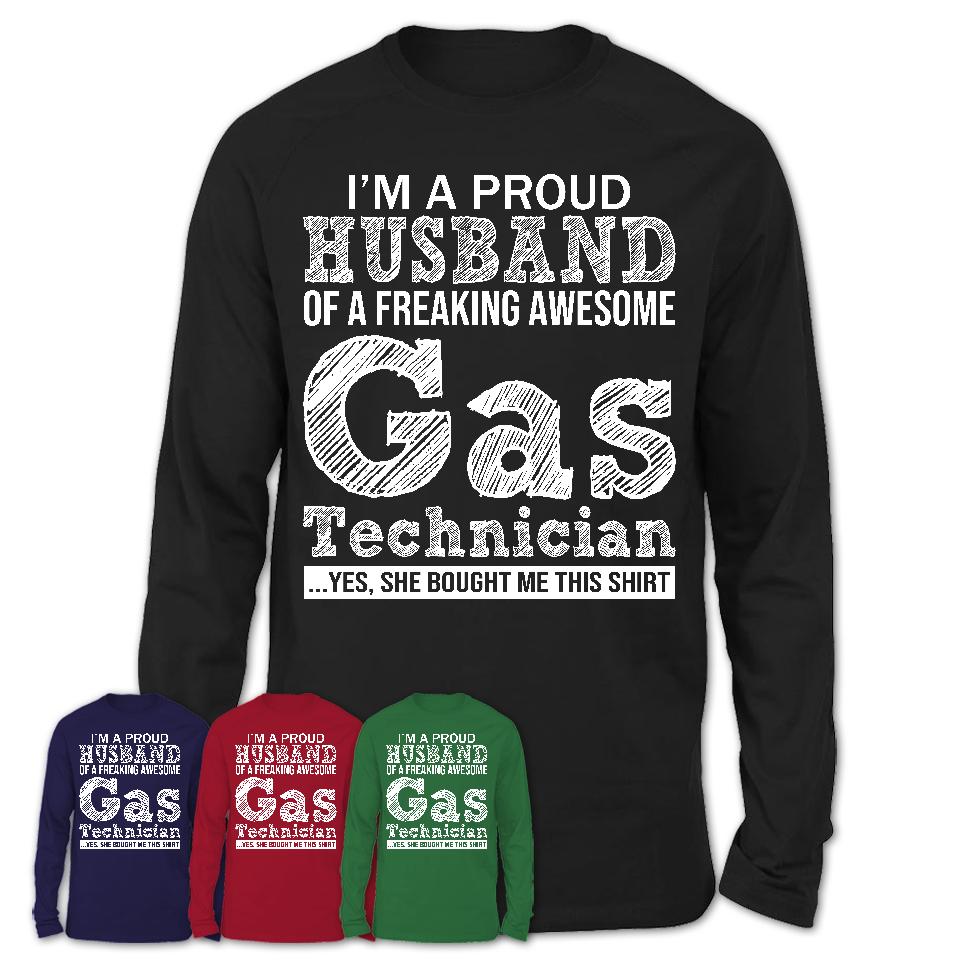 Proud Husband of A Freaking Awesome Gas Technician Wife Shirt, Husband Valentine Gift, Anniversary Couple Shirt