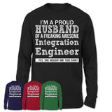 Proud Husband of A Freaking Awesome Integration Engineer Wife Shirt, Husband Valentine Gift, Anniversary Couple Shirt