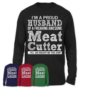 Proud Husband of A Freaking Awesome Meat Cutter Wife Shirt, Husband Valentine Gift, Anniversary Couple Shirt