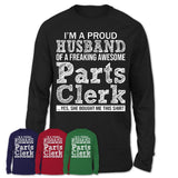 Proud Husband of A Freaking Awesome Parts Clerk Wife Shirt, Husband Valentine Gift, Anniversary Couple Shirt
