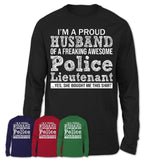 Proud Husband of A Freaking Awesome Police Lieutenant Wife Shirt, Husband Valentine Gift, Anniversary Couple Shirt