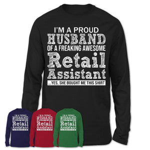 Proud Husband of A Freaking Awesome Retail Assistant Wife Shirt, Husband Valentine Gift, Anniversary Couple Shirt