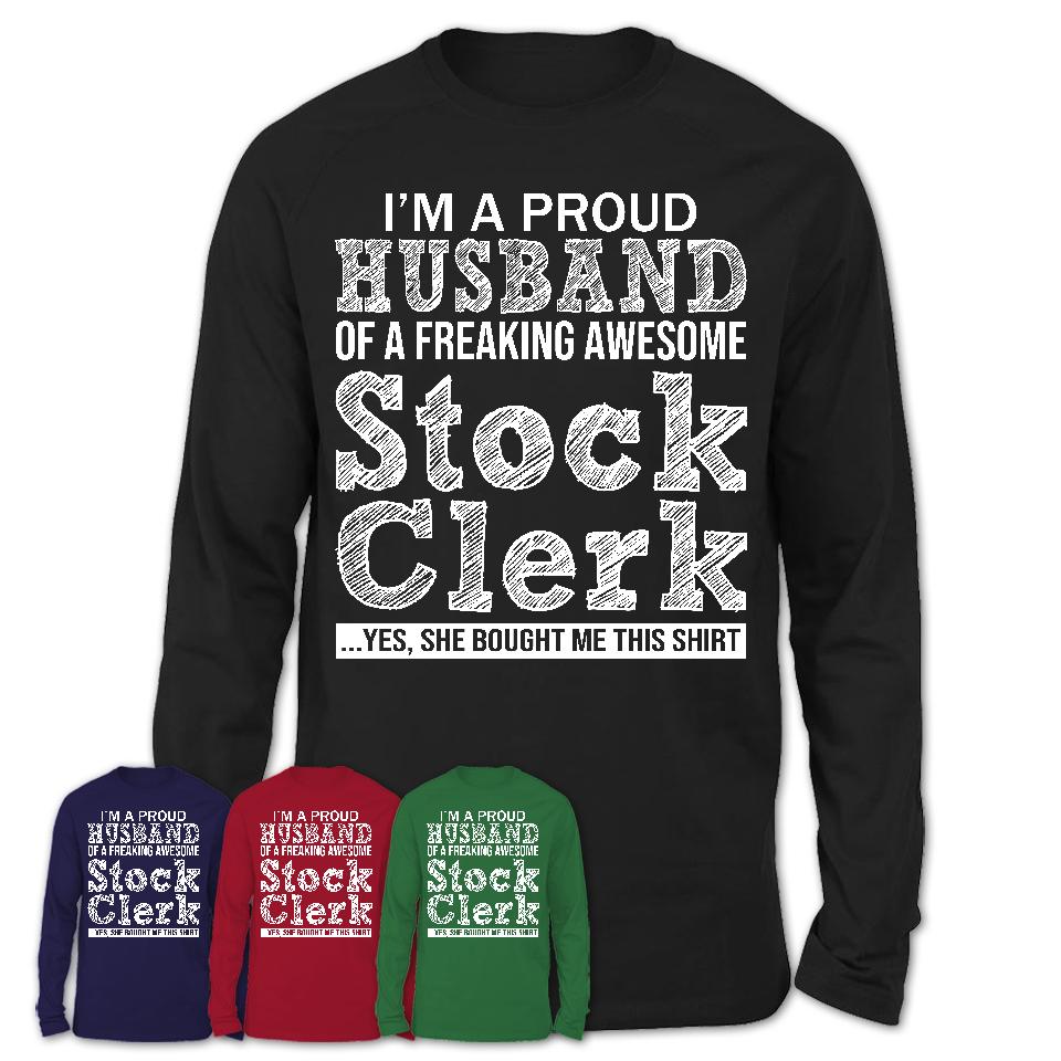 Proud Husband of A Freaking Awesome Stock Clerk Wife Shirt, Husband Valentine Gift, Anniversary Couple Shirt