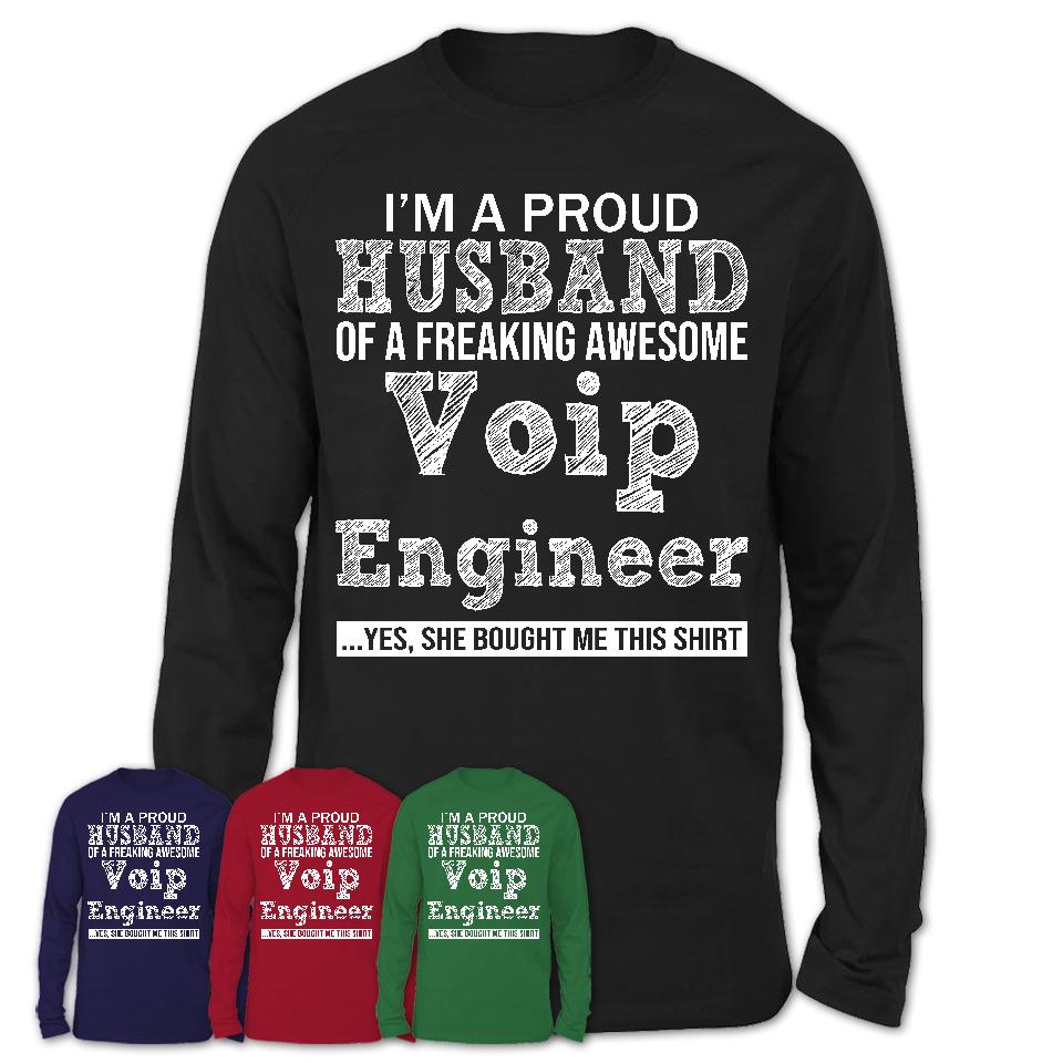 Proud Husband of A Freaking Awesome Voip Engineer Wife Shirt, Husband Valentine Gift, Anniversary Couple Shirt
