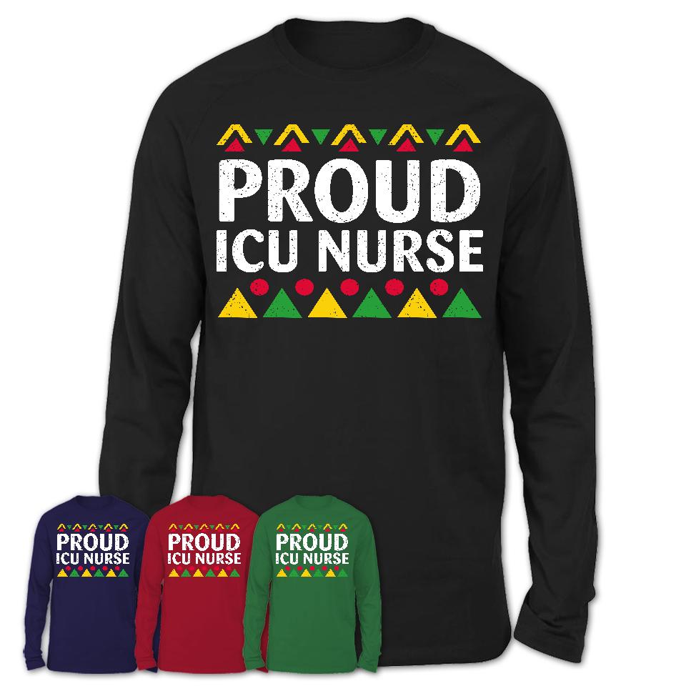 Proud ICU Nurse Africa Pride Black History Month T-Shirt