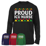 Proud ICU Nurse Africa Pride Black History Month T-Shirt