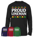 Proud Lineman Africa Pride Black History Month T-Shirt