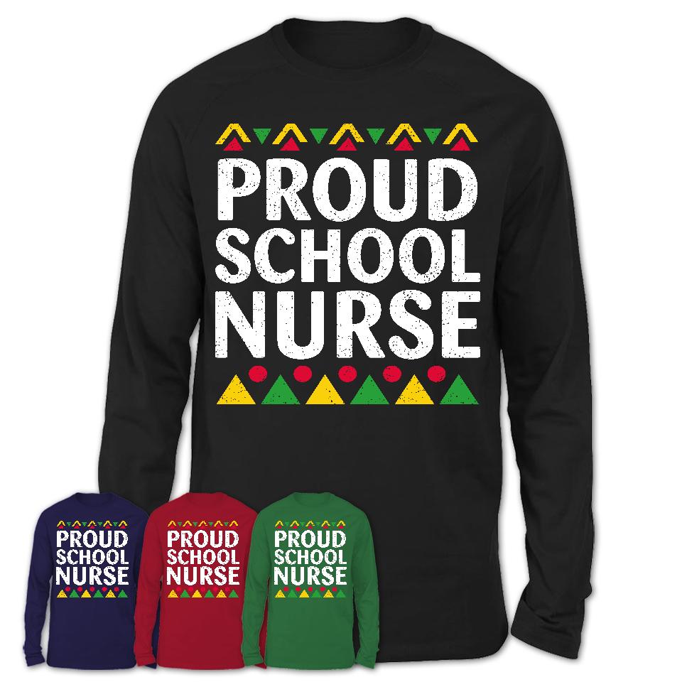 Proud School Nurse Africa Pride Black History Month T-Shirt