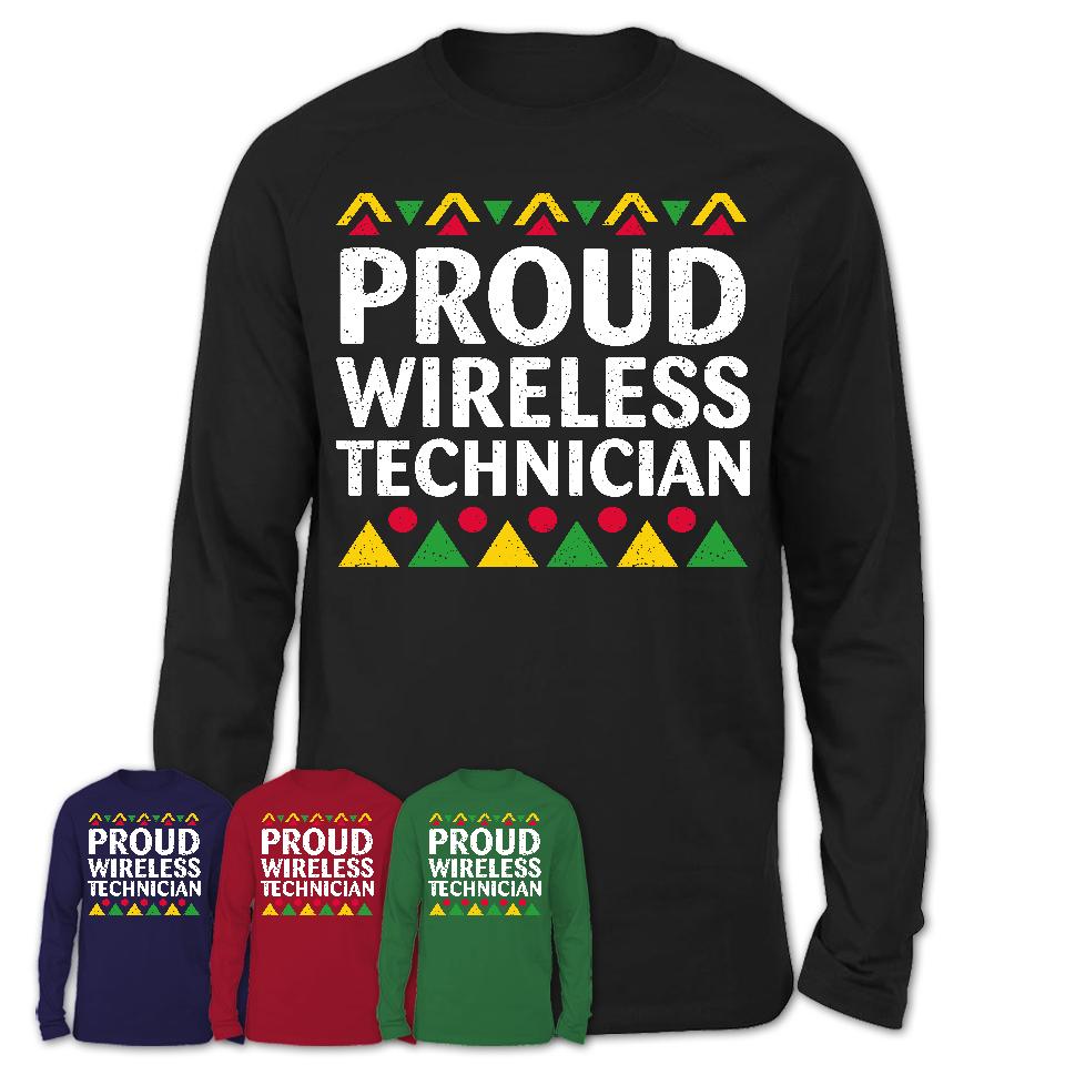 Proud Wireless Technician Africa Pride Black History Month T-Shirt