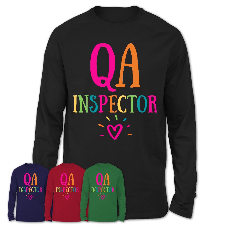 Qa Inspector Rainbow Lettering Heart Shirt, Employee Appreciation Gifts