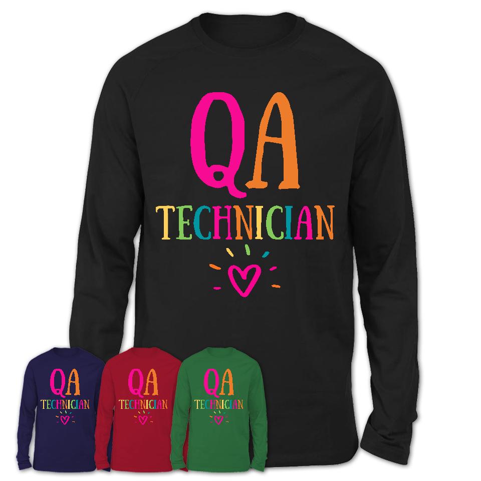 Qa Technician Rainbow Lettering Heart Shirt, Employee Appreciation Gifts
