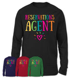 Reservations Agent Rainbow Lettering Heart Shirt, Employee Appreciation Gifts