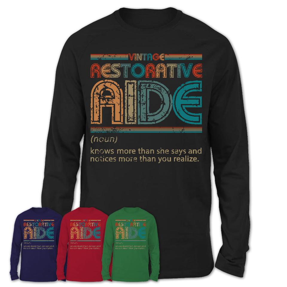 Restorative Aide Definition Vintage Retro Colors Shirt, Coworker Birthday Gift TShirt