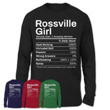 Rossville Girl Maryland Nutrition Facts Proud Vintage Sport Born Living City Home Roots USA Gift Women T-Shirt