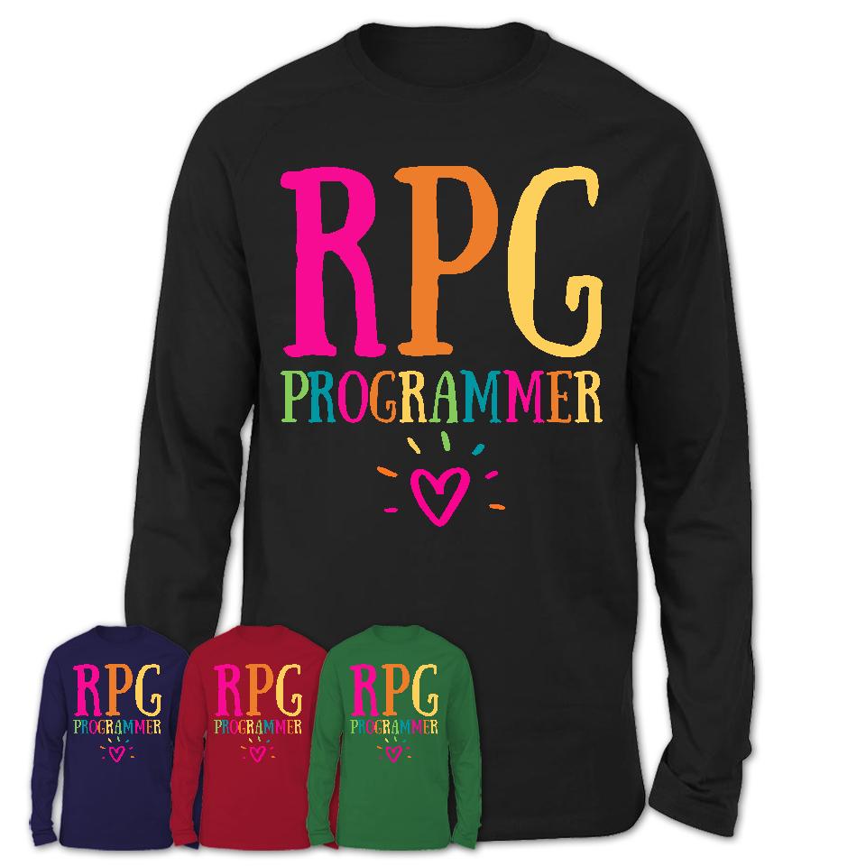 Rpg Programmer Rainbow Lettering Heart Shirt, Employee Appreciation Gifts