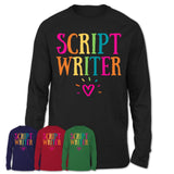 Script Writer Rainbow Lettering Heart Shirt, Employee Appreciation Gifts