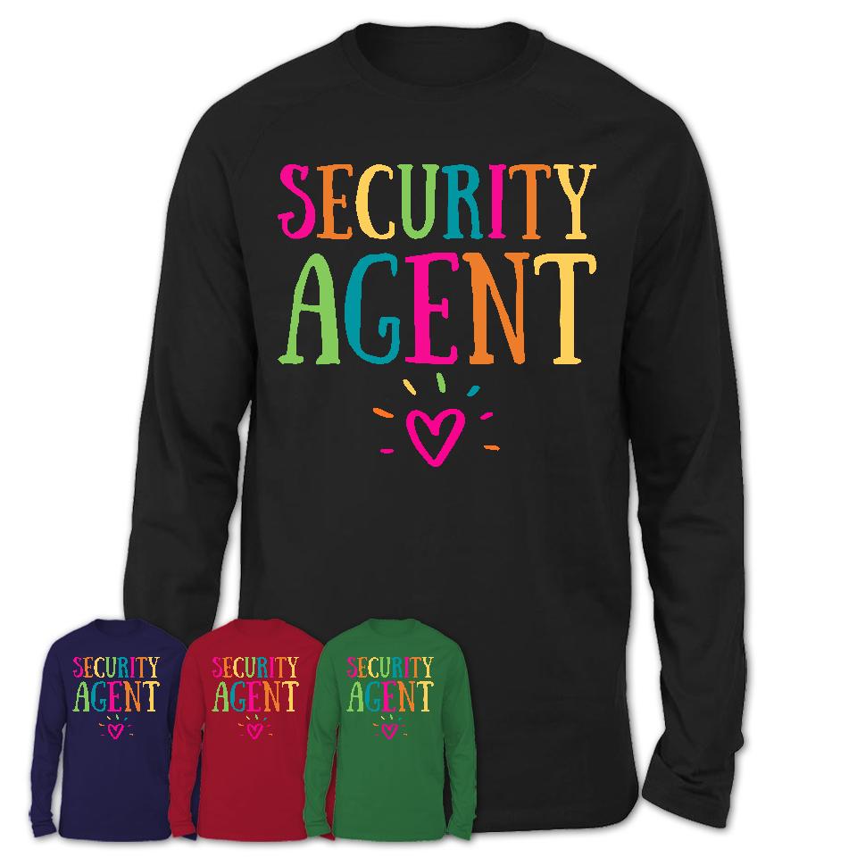 Security Agent Rainbow Lettering Heart Shirt, Employee Appreciation Gifts