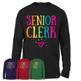 Senior Clerk Rainbow Lettering Heart Shirt, Employee Appreciation Gifts