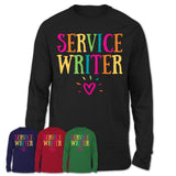 Service Writer Rainbow Lettering Heart Shirt, Employee Appreciation Gifts