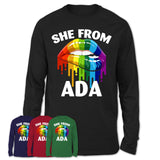 She From Ada Oklahoma T-Shirt LGBT Pride Sexy Lips Gift Shirt