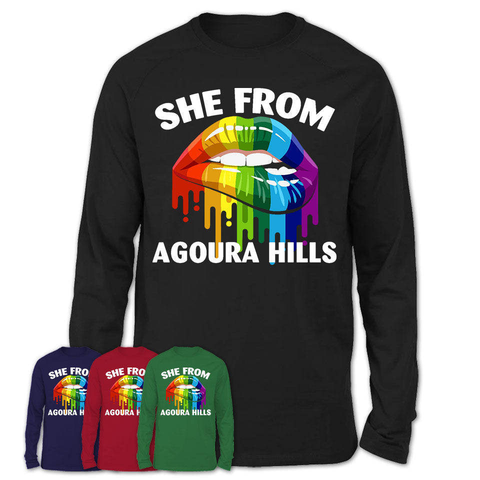 She From Agoura Hills California T-Shirt LGBT Pride Sexy Lips Gift Shirt