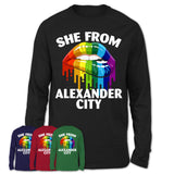 She From Alexander City Alabama T-Shirt LGBT Pride Sexy Lips Gift Shirt