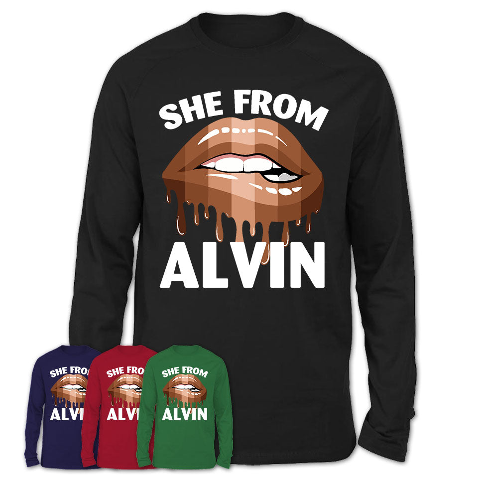 She From Alvin Texas T-Shirt Black Lives Matter Sexy Lips Girl Shirt